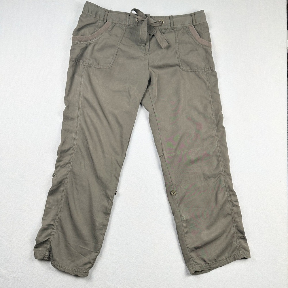 New York & Co Cargo Pants Womens 16 Olive Green Roll Tab Drawstring Utility